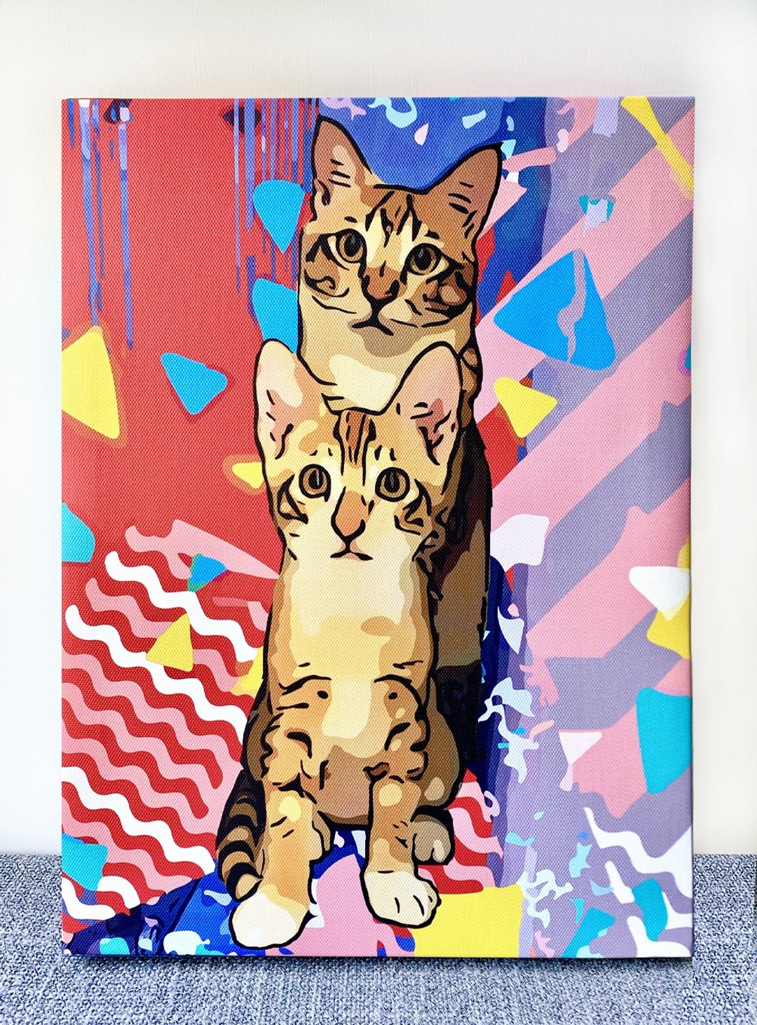 长34x25cm 定制化设计 宠物画 人像 无框画 艺术 似颜绘 猫肖 - 订制画像 - 其他人造纤维 多色