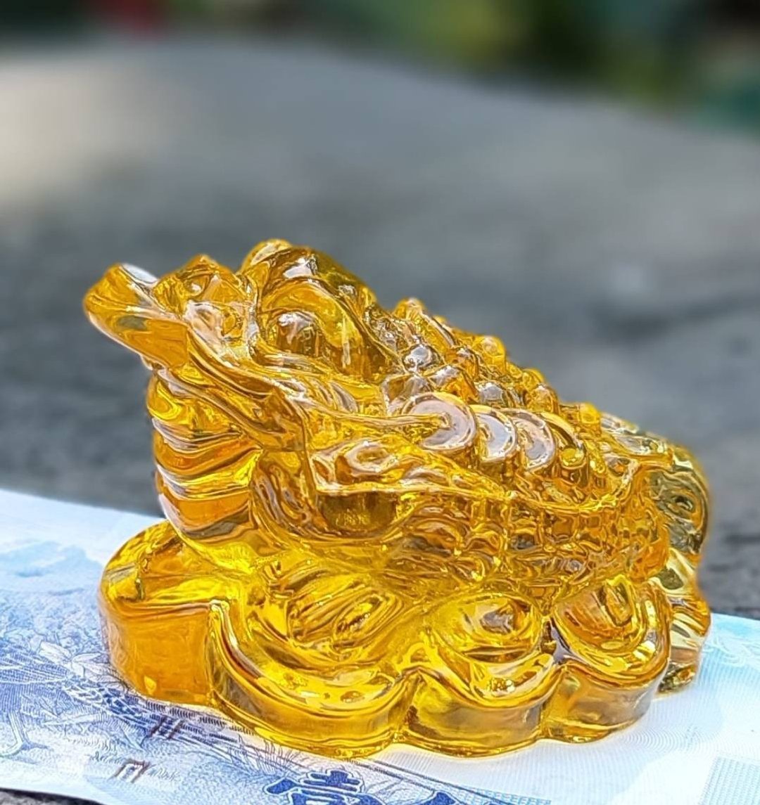 招财进宝开运蟾蜍 黄金琉璃咬钱蟾蜍 - 摆饰 - 玻璃 金色