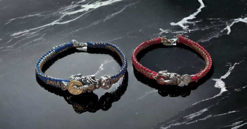 招财貔貅  情侣手链 925纯银手链 蚕丝蜡线幸运绳 - 手链/手环 - 纯银 红色