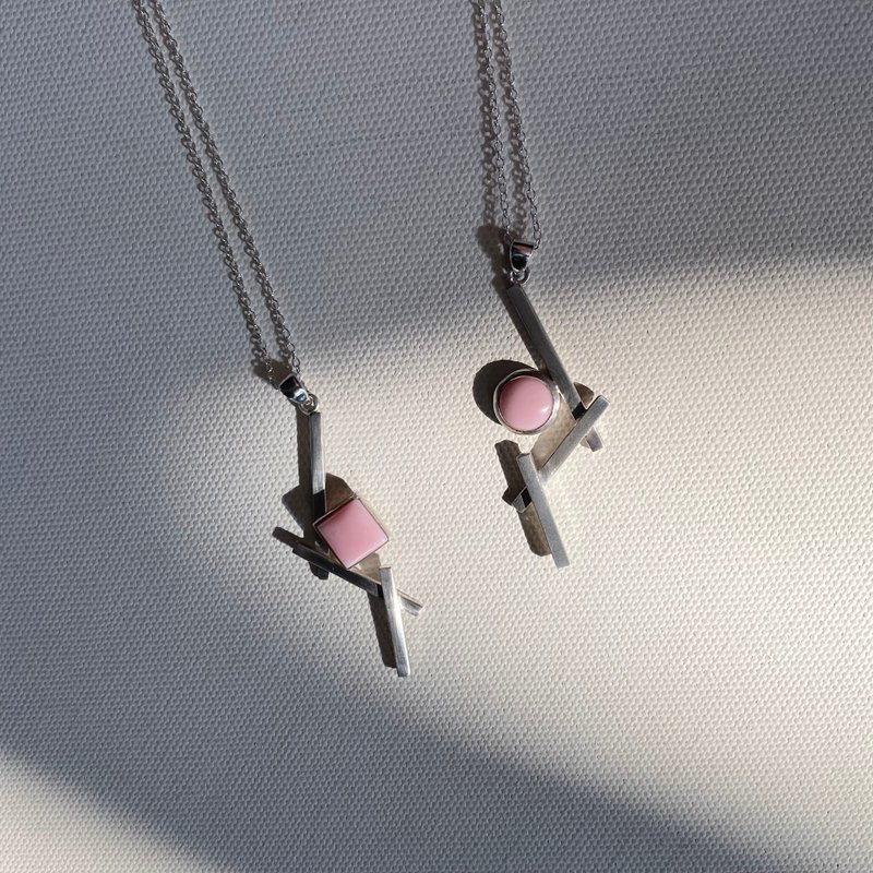 【Point and line 】有机宝石、925纯银 - 设计师系列 - 项链 - 纯银 