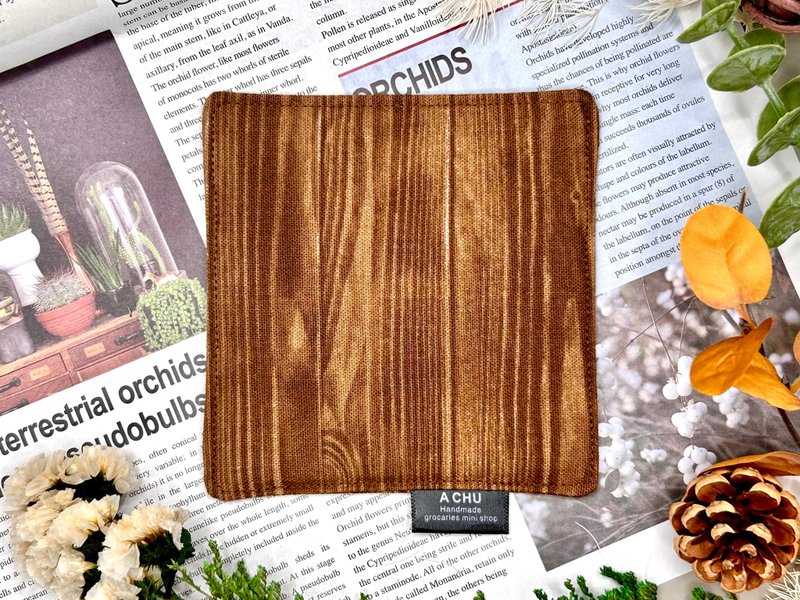 木纹吸水杯垫 l 厚款 l 疗愈餐桌小物 - 杯垫 - 棉．麻 咖啡色