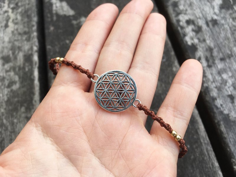 生命之花 编织手链 - 手链/手环 - 银 咖啡色