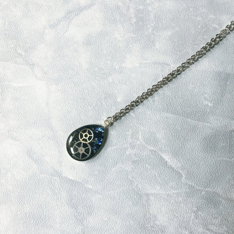 Frozen Time | 水晶泪滴项链 - 项链 - 其他金属 蓝色