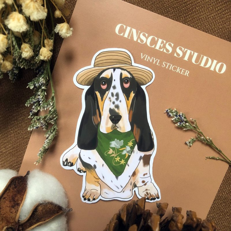 手绘插画狗狗野餐中 防水贴纸  笔电 行李箱贴 水壶 贴纸 - 贴纸 - 纸 