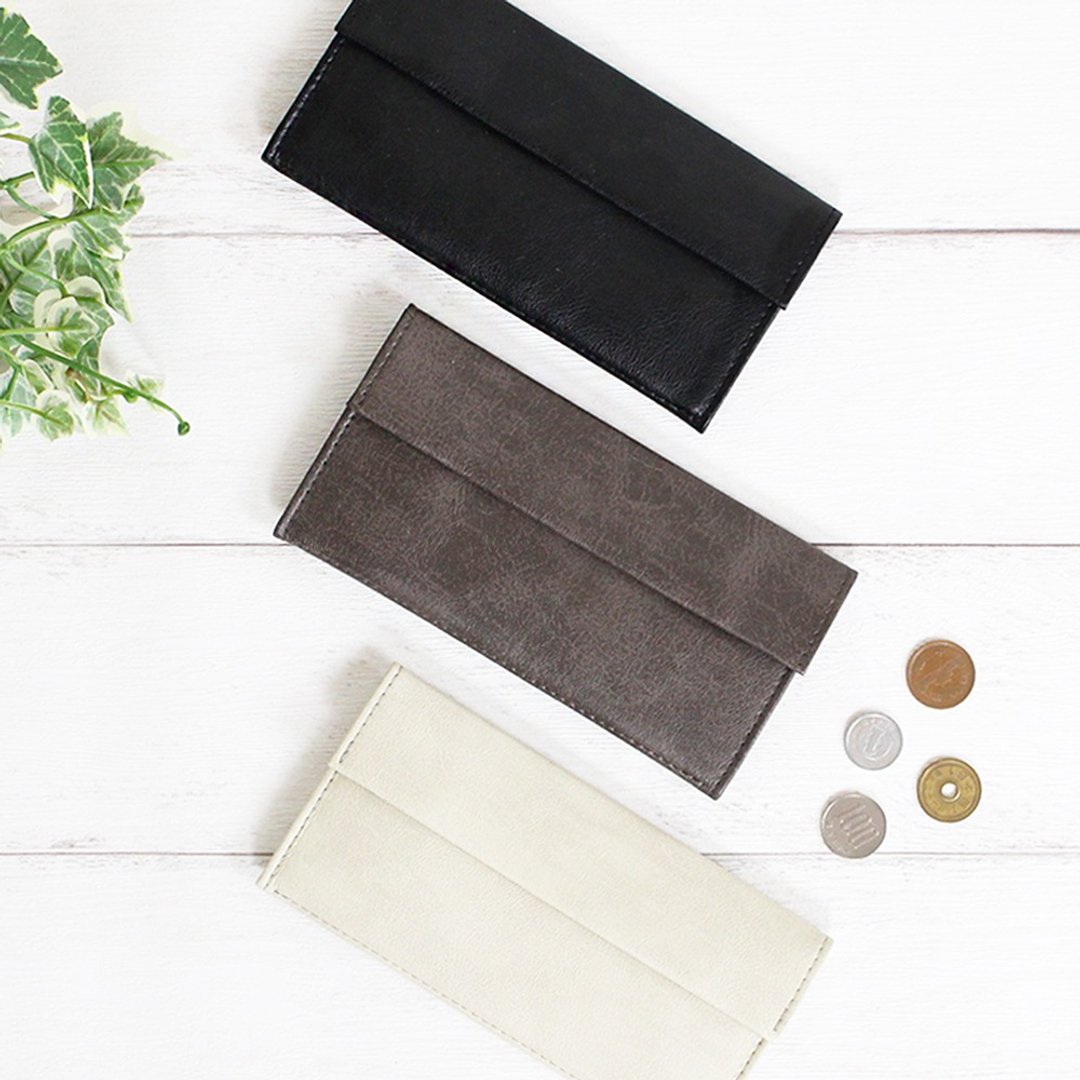 [3 colors] Minimum long wallet Perfect size for bills, cards can be inserted and coins are easy to see Made-to-order, also for minimalists - 皮夹/钱包 - 其他材质 黑色