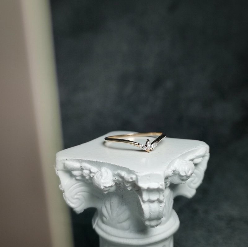 14k金 马眼钻石 金工设计 戒指 - 戒指 - 钻石 白色