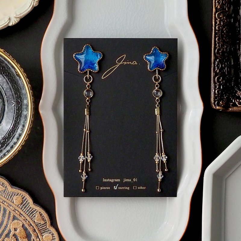 七曜之星 耳针/耳夹 - 耳环/耳夹 - 纸 蓝色