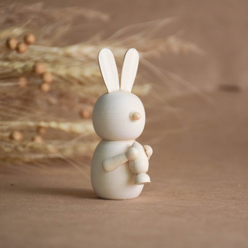 Wood Bunny Animal Toy Handmade - 玩具/玩偶 - 木头 卡其色