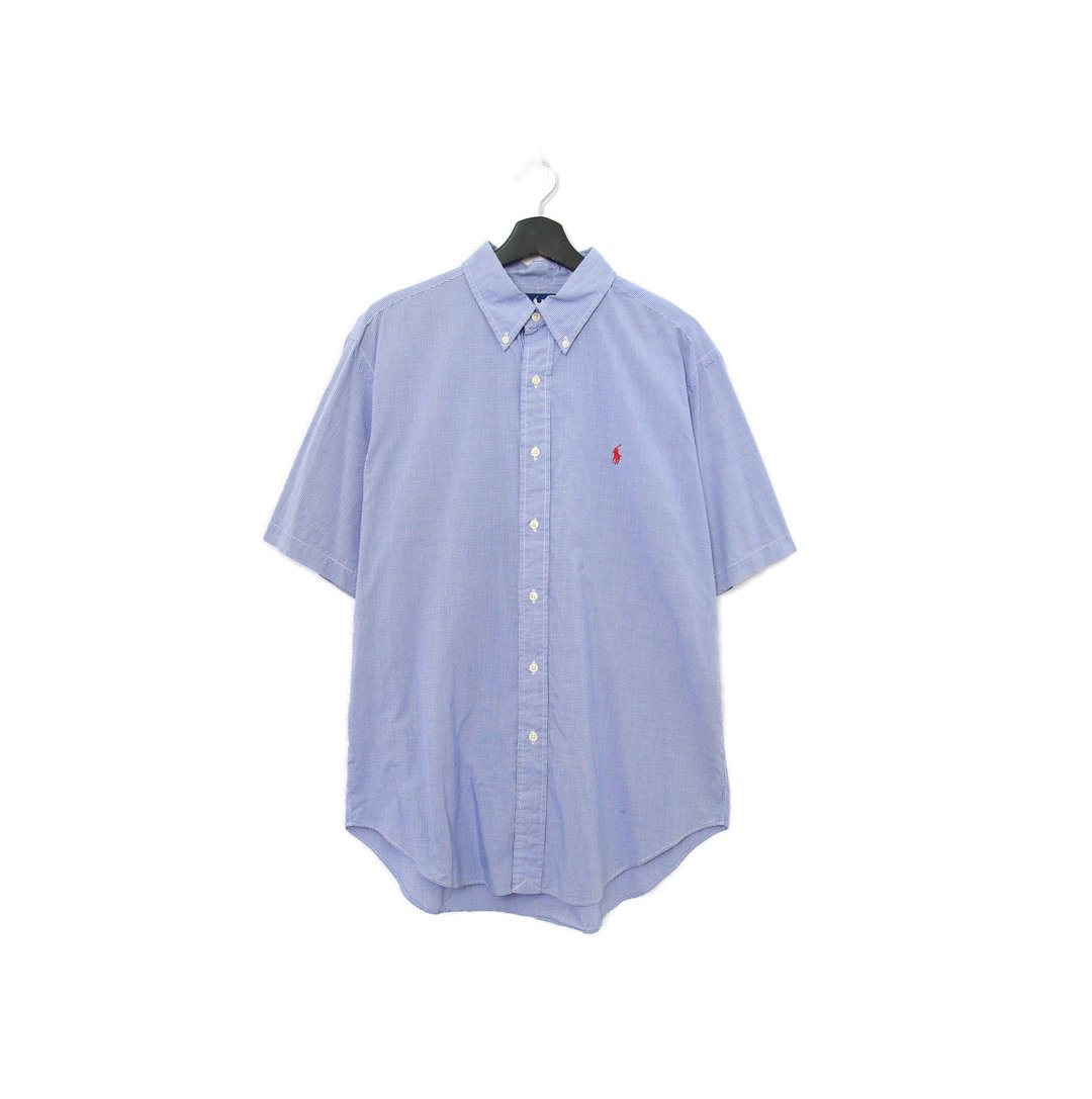 Back to Green-品牌衬衫 polo 蓝色 格纹 d-04  vintage shirt - 男装衬衫 - 棉．麻 