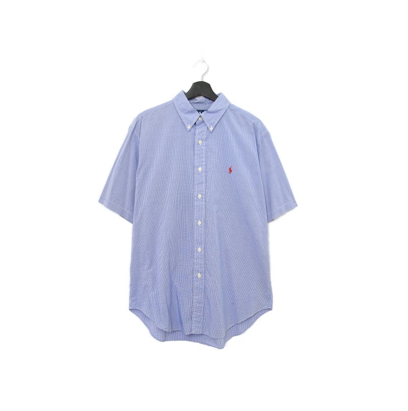 Back to Green-品牌衬衫 polo 蓝色 格纹 d-04  vintage shirt - 男装衬衫 - 棉 