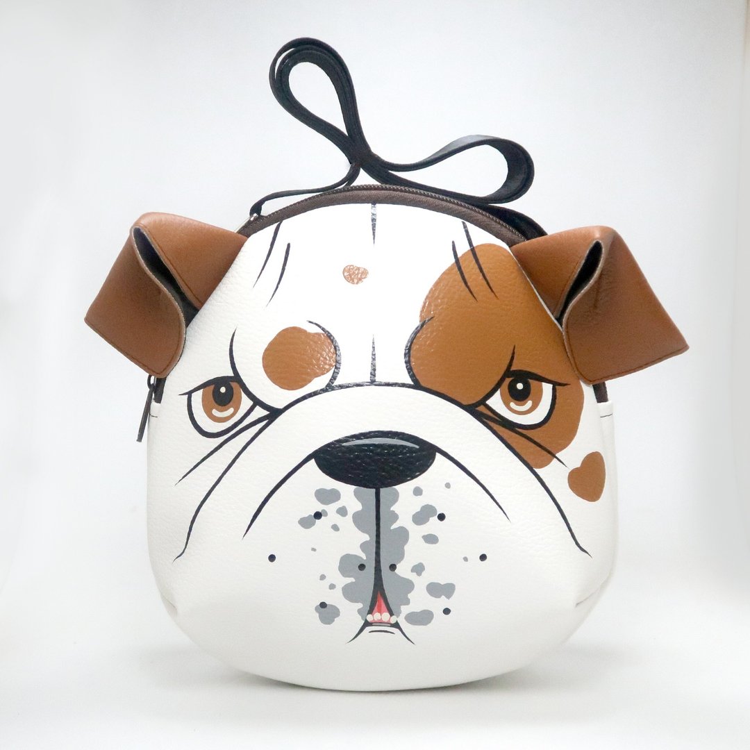 English bulldog crossbody bag  is compact fro carrying mobile phones. - 其他 - 人造皮革 白色