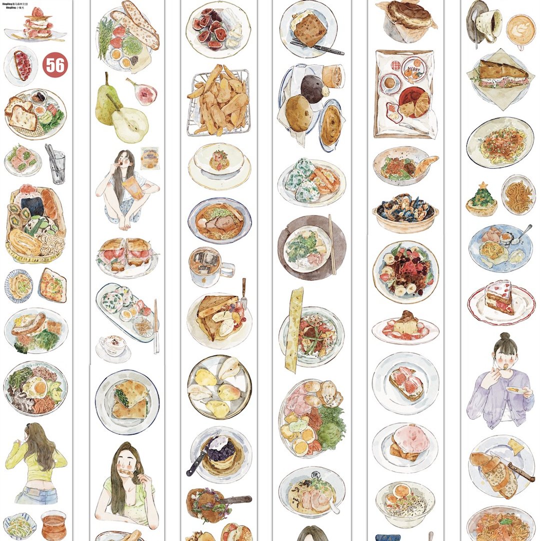 小食光 おやつと軽食の時間 喫茶店 PET 和紙膠帶 (kiss-cut) - 纸胶带 - 其他材质 多色