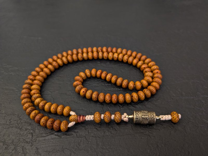 108颗菩提麻辣烫转经筒项链藏传念珠复古莲子念珠 - 项链 - 木头 咖啡色