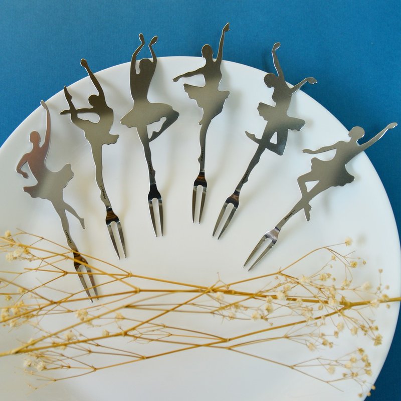 Desk+1 首席芭蕾水果叉(2入组) - 餐刀/叉/匙组合 - 不锈钢 银色