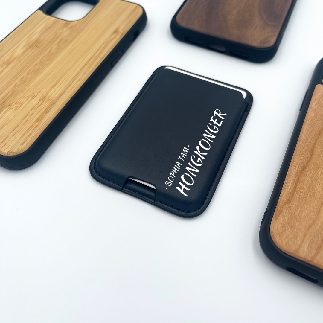 【HONGKONGER(自订名字)】iPhone吸磁卡套(连实木手机壳) - 手机壳/手机套 - 木头 咖啡色