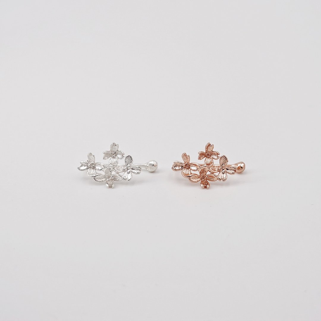 桜 Cherry Blossom | Spring 2021限定纯银耳骨夹 - 耳环/耳夹 - 纯银 