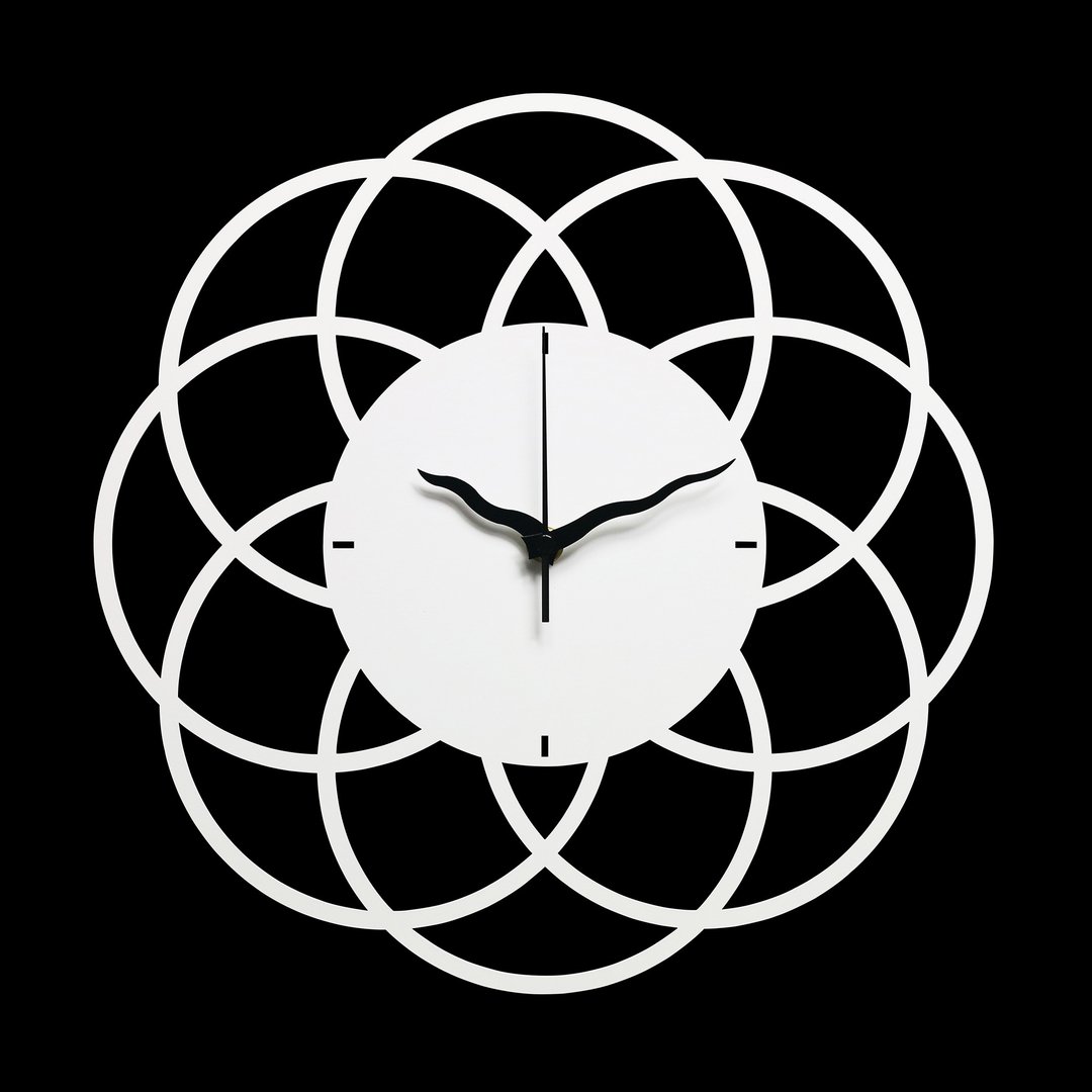 【OPUS东齐金工】欧式铁艺山茶花时钟-绽放(白)/静音壁挂钟/经典 - 时钟/闹钟 - 其他金属 白色