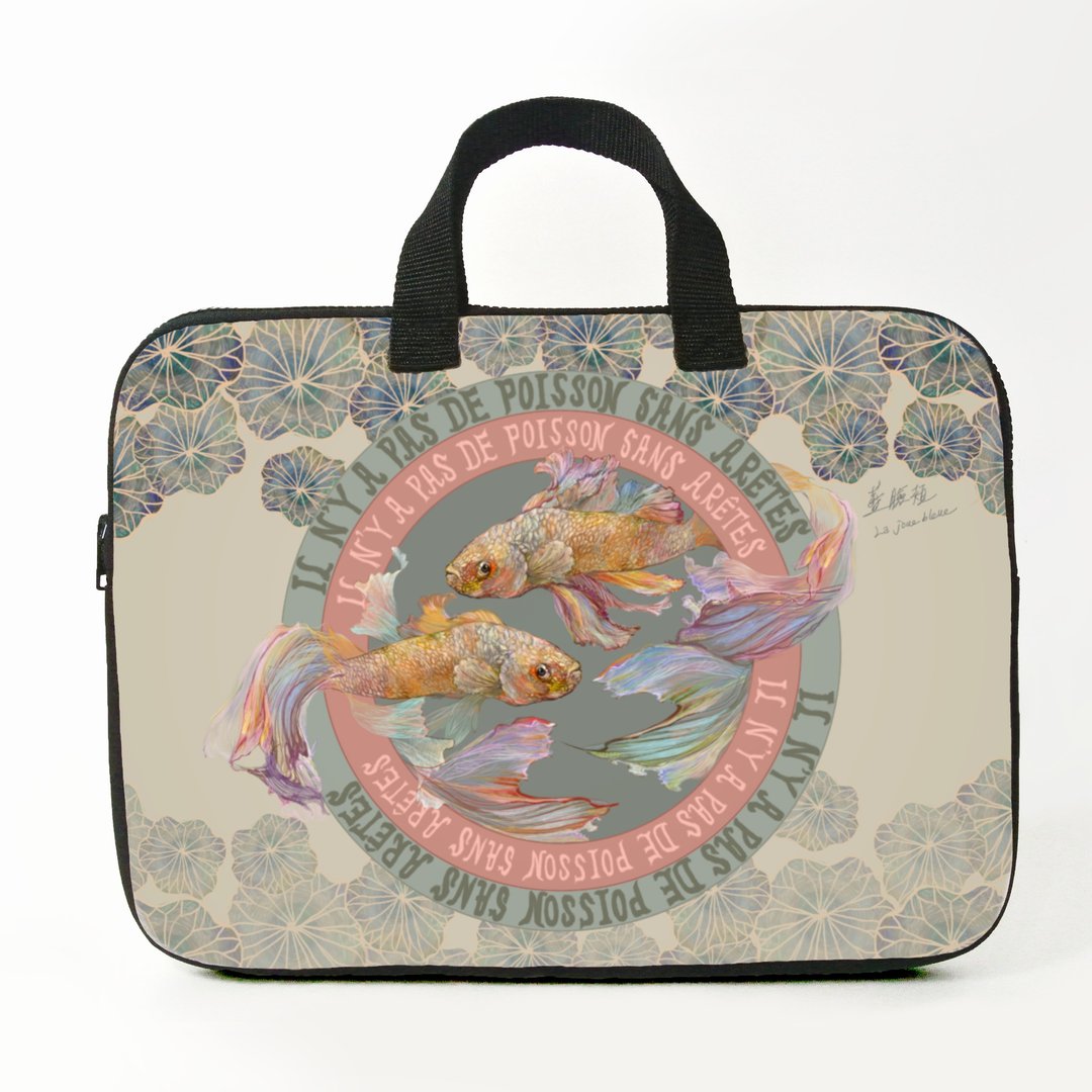亲草色双鱼 | 笔电包、收纳提袋、Laptop Sleeve、Notebook Case - 电脑包 - 防水材质 绿色
