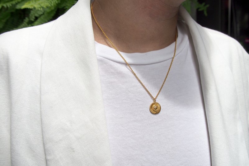 月光闪耀项链，纯银项链，月亮项链。 - 项链 - 纯银 金色