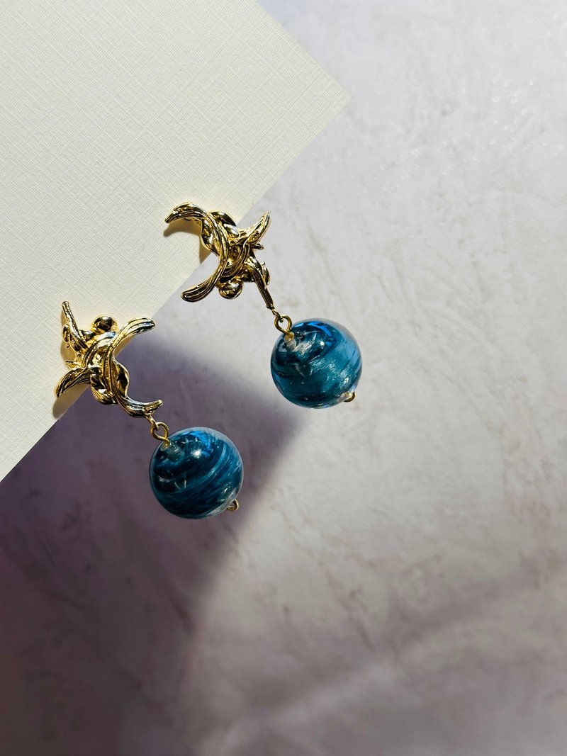 星月耳环 - 耳环/耳夹 - 铜/黄铜 金色