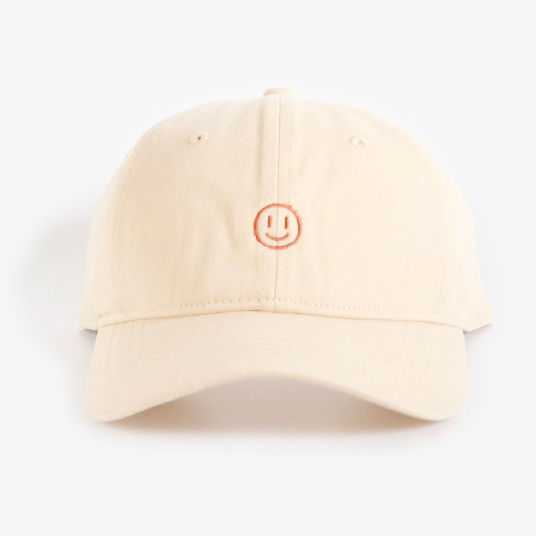 笑脸棒球帽 - 帽子 - 棉 白色