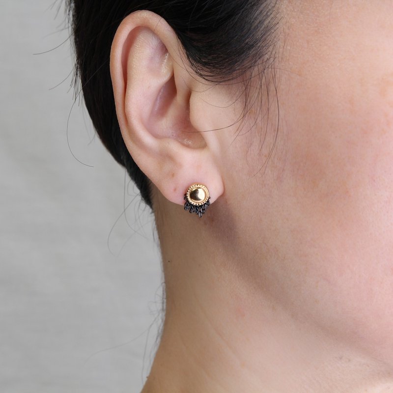 Beard 耳环吊饰 S 黑 - 耳环/耳夹 - 纯银 黑色