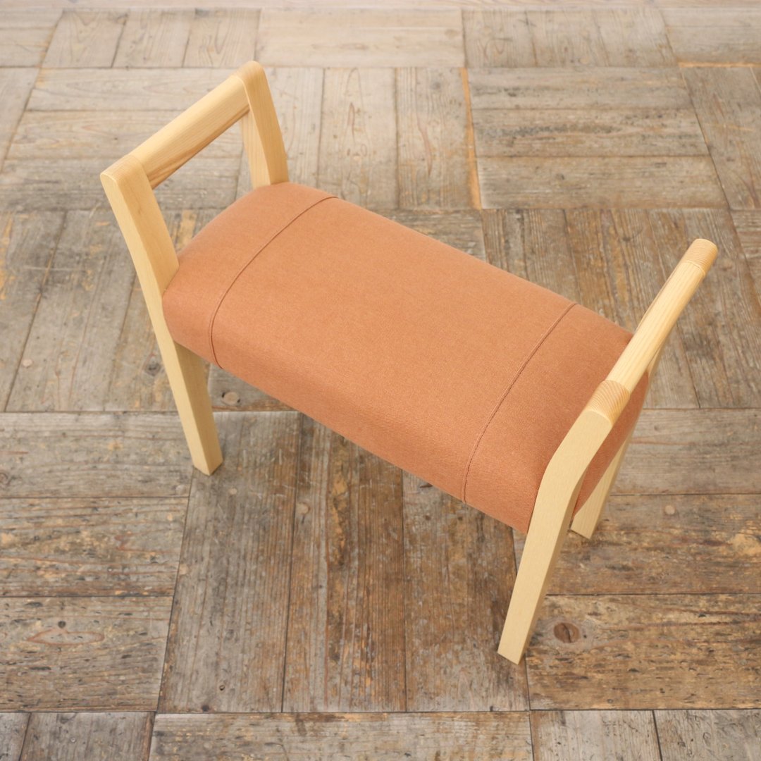 Entrance Stool double arm type【Wood frame】Natural【Fabric】Kakishibu - 椅子/沙发 - 木头 橘色
