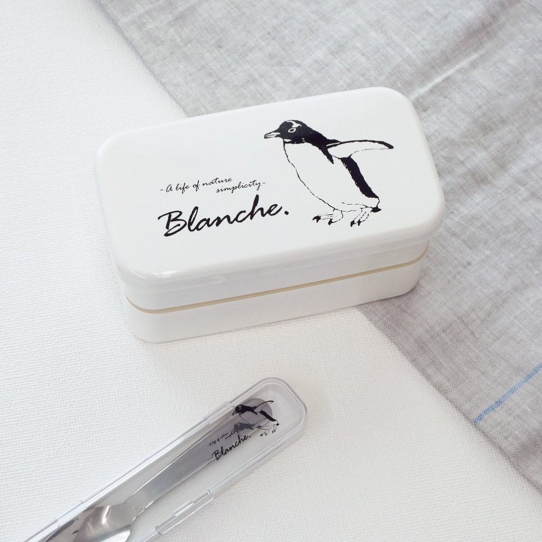 Blanche. 2 格长方形午餐盒 500ml 便当便当盒 Penguin Kids 日本 - 便当盒/饭盒 - 塑料 白色