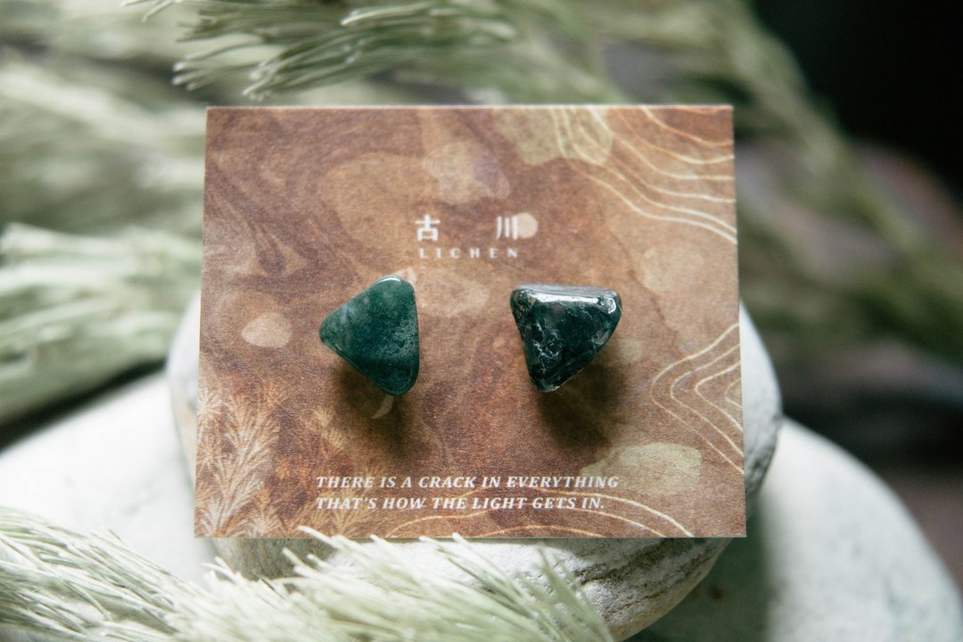 CRACK | 矿物系耳环 |  EARRINGS - 耳环/耳夹 - 玉石 绿色