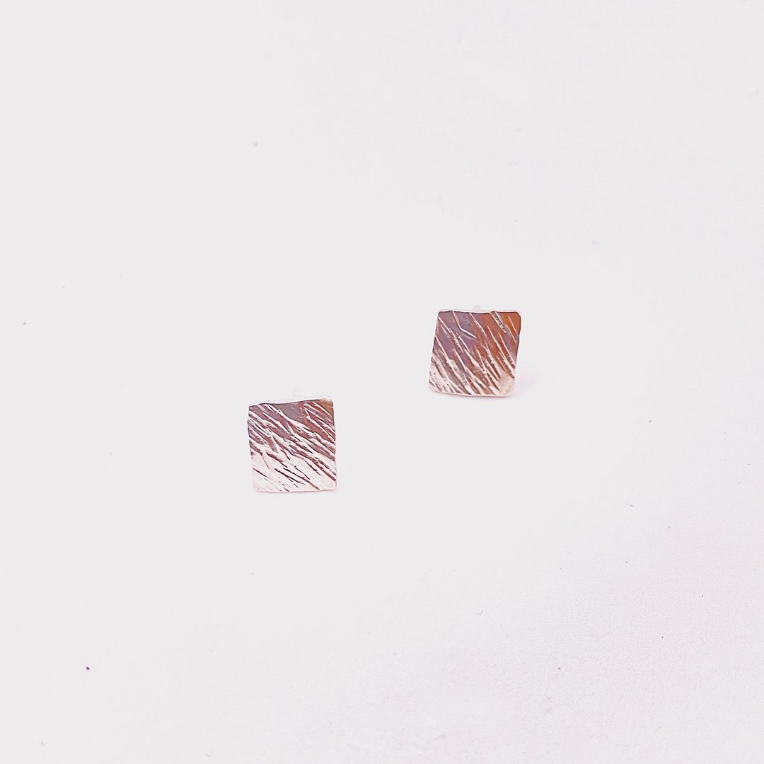 方块质感耳环 - 耳环/耳夹 - 银 银色
