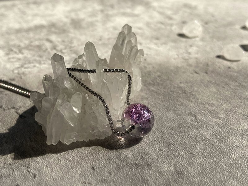 【时之幻羽。手烧琉璃珠项链】琉璃|钛钢链、医疗钢 - 项链 - 其他材质 紫色