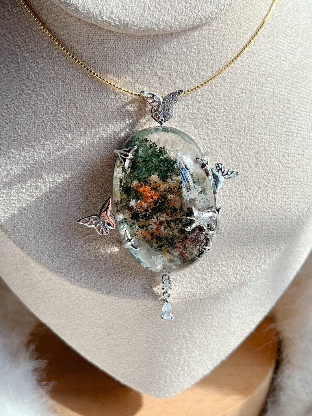 天然四季幽灵水晶 设计款 躲猫猫花园彩幽灵吊坠 - 项链 - 水晶 多色