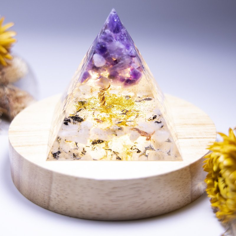 金字塔奥根塔Orgonite生命之树/脉轮/助眠/冥想/能量紫水晶月光石 - 其他 - 树脂 