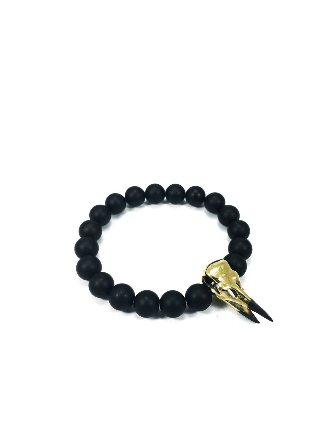 Brass Crow Skull Matt Onyx Beads Bracelet. - 手链/手环 - 其他金属 