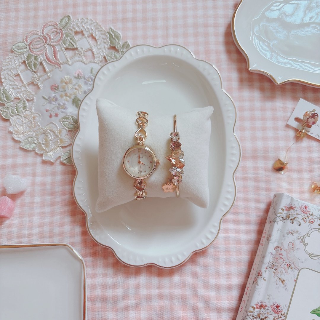考试手表 复古 防水 Heart Bracelet Watch 女装 心连心手链表 - 女表 - 其他材质 金色