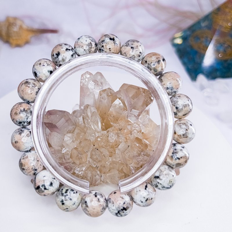 【皇妃红云石】日本冈山县桃太郎石/龙王石手链 - 手链/手环 - 水晶 粉红色