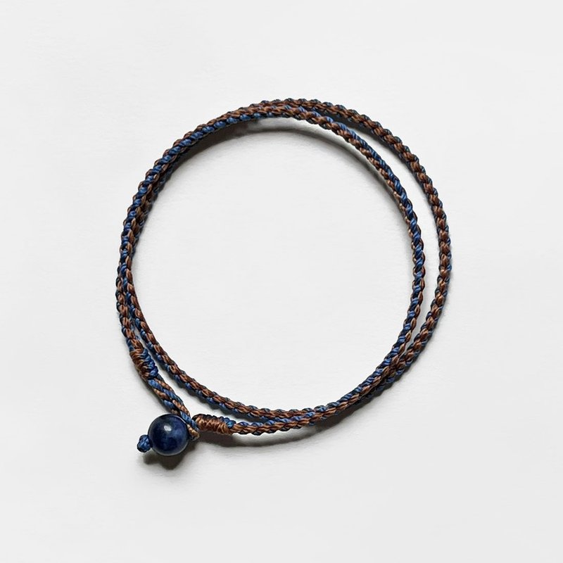 蓝纹石双圈蜡线手环 (深蓝+咖) - 手链/手环 - 宝石 多色
