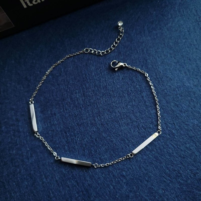魅惑深夜。光泽直条白钢脚链  不怕水不变色防过敏 - 脚链/脚环 - 不锈钢 银色