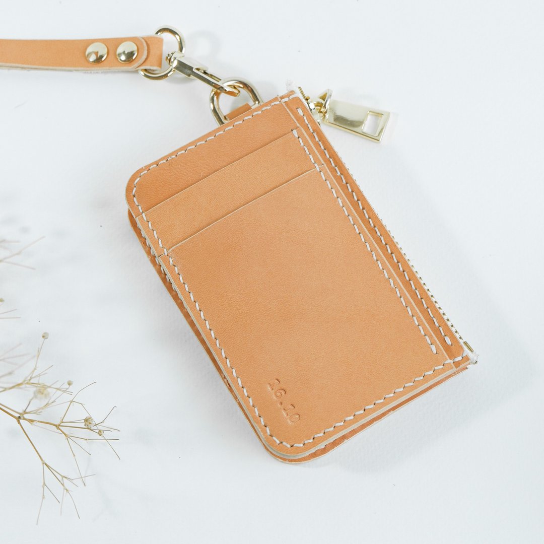 zip wallet with strap - 皮夹/钱包 - 真皮 