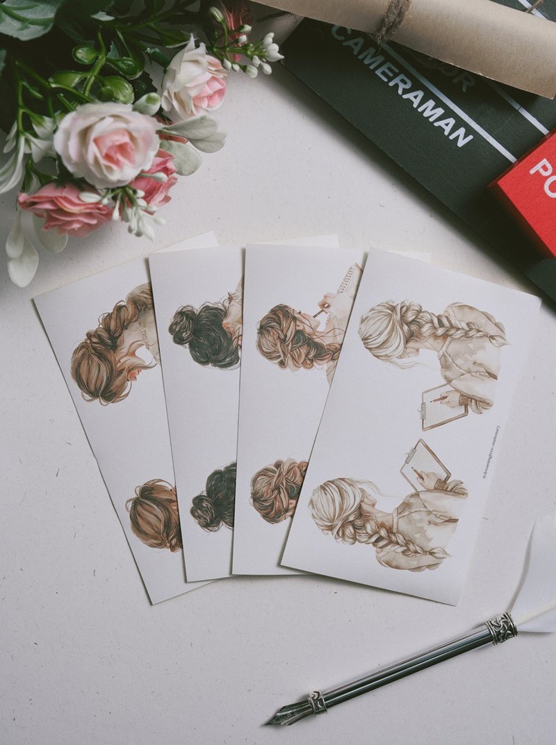 执笔少女 - 贴纸 - 纸 