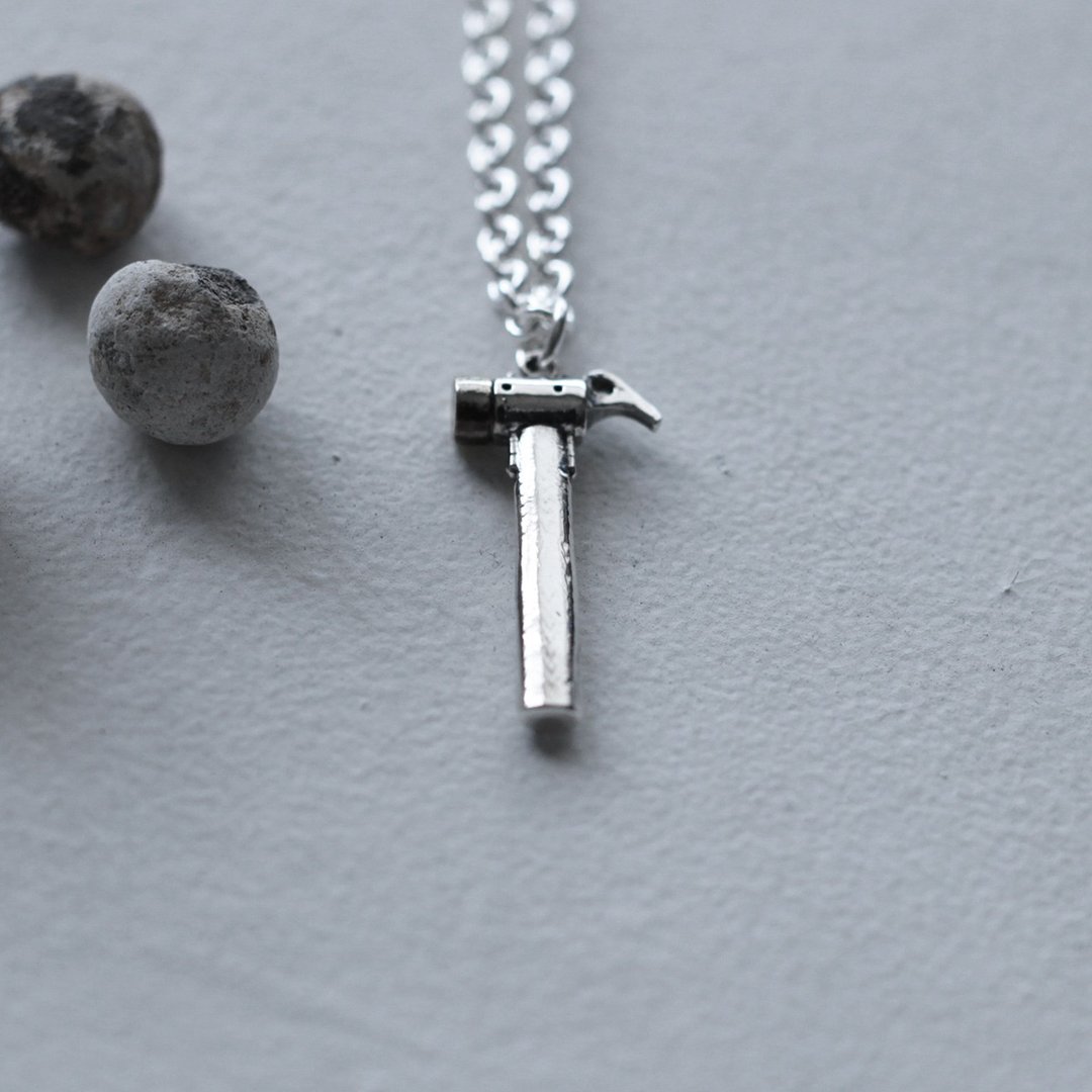 Hammer Brass Head SV925 Necklace N567 - 项链 - 其他金属 银色
