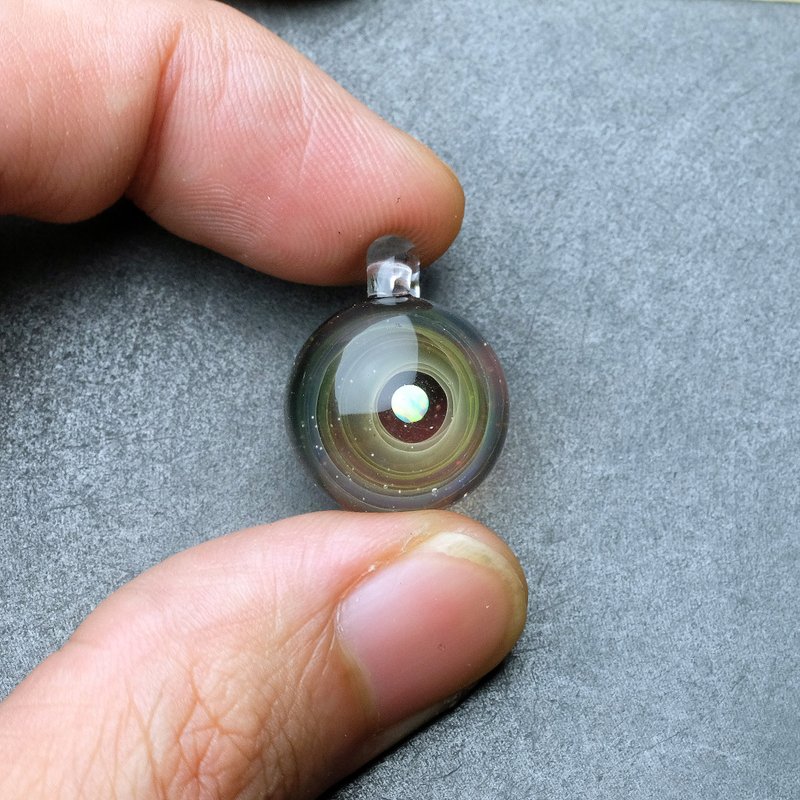 迷你 星球 宇宙 手工 玻璃 纯银项链 - 项链 - 玻璃 黑色