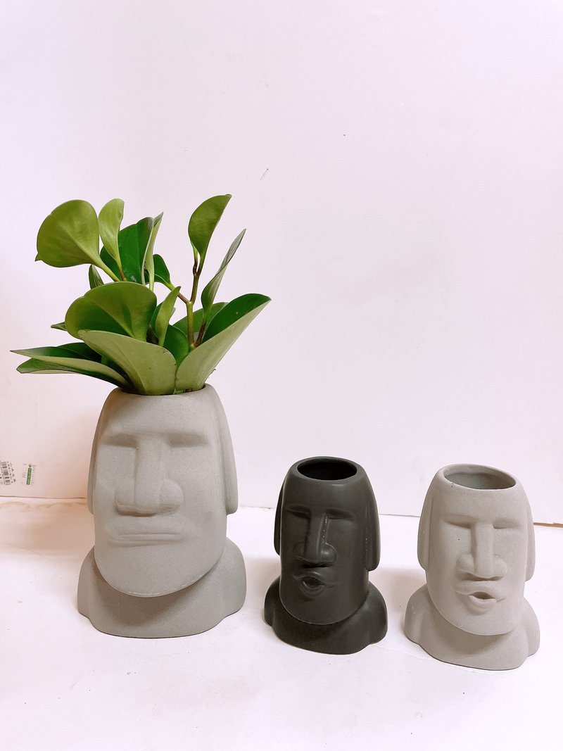 【造型摩艾盆栽】热销补货款 圆叶椒草 文青必备 送礼自用摆设 - 植栽/盆栽 - 陶 