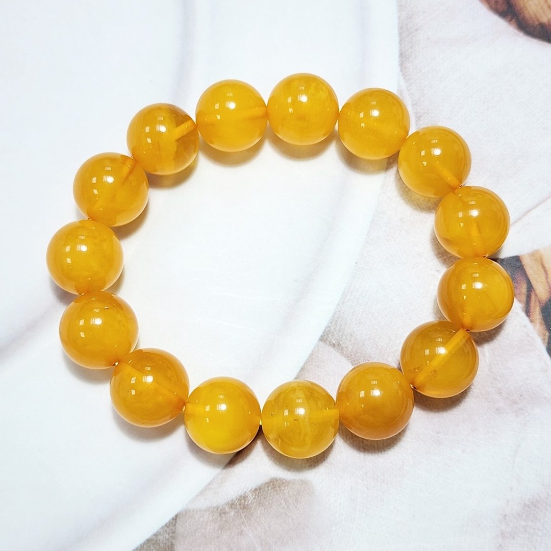 腾彪老金绞蜜蜡手链 13mm+ 收藏精品 附保证卡岁月之美 - 手链/手环 - 半宝石 黄色