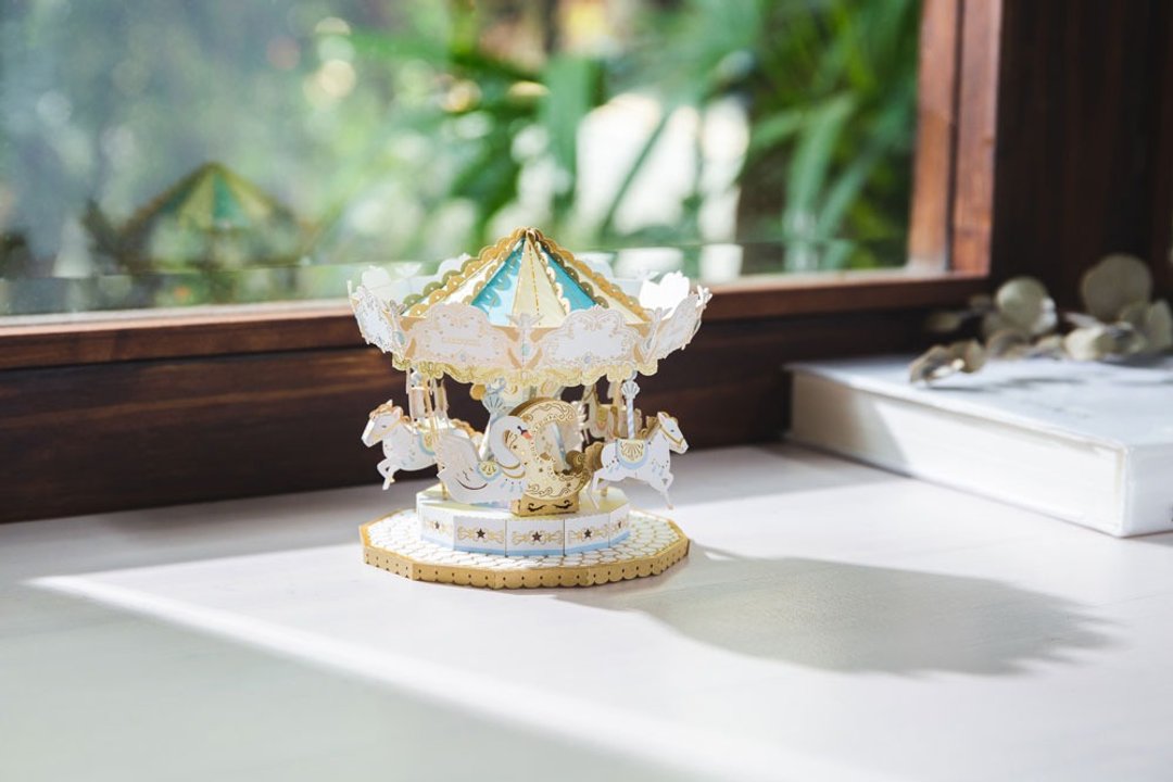 天鹅旋转木马 纸雕DIY材料包  | 9026626 纸风景 - 木工/竹艺/纸艺 - 纸 