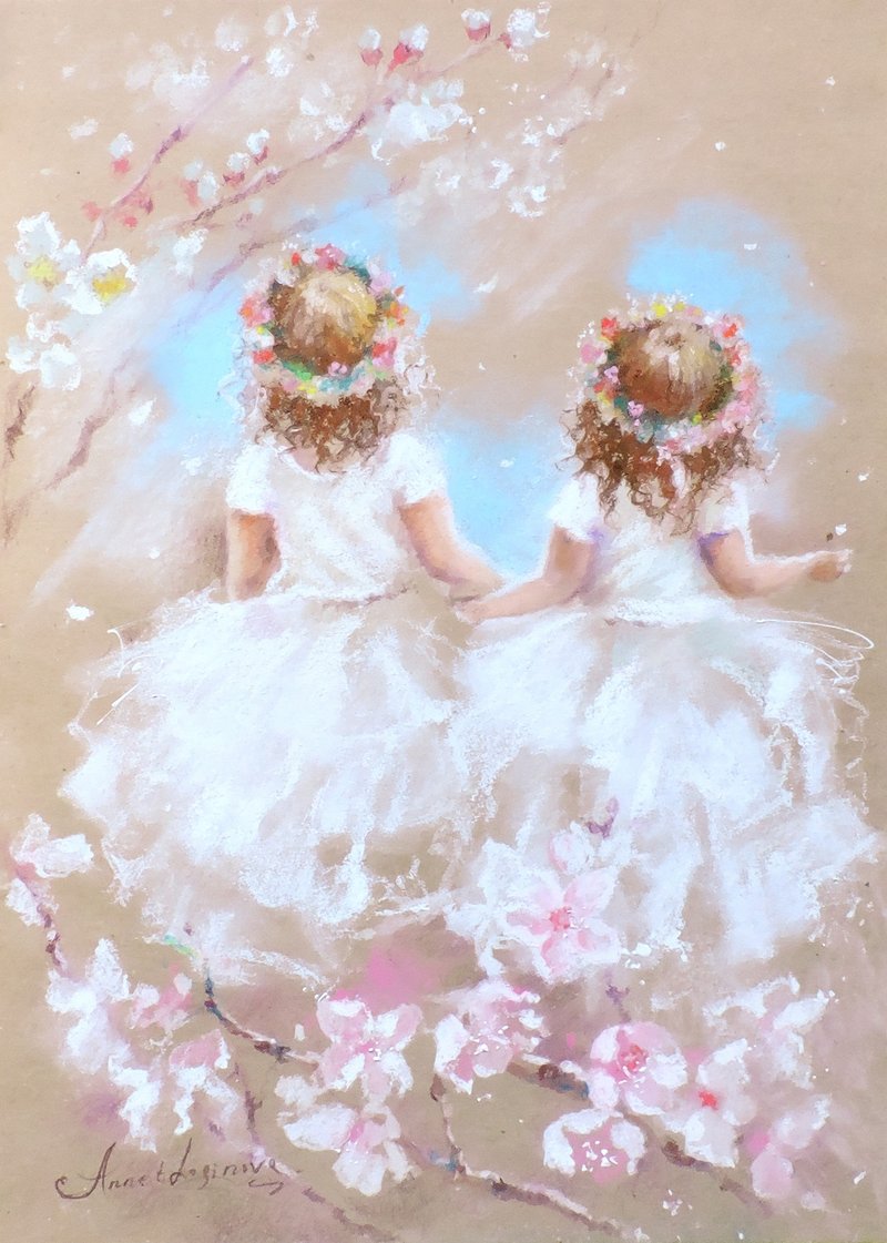 两个春天 Giclée 帆布打印绘画。 - 墙贴/壁贴 - 其他材质 多色
