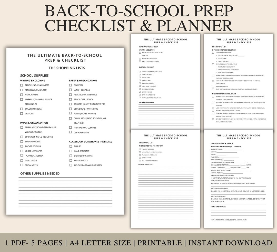 开学季检查清单规划师：家长与学生待办事项列表 (数位下载) - 电子手帐及素材 - 其他材质 