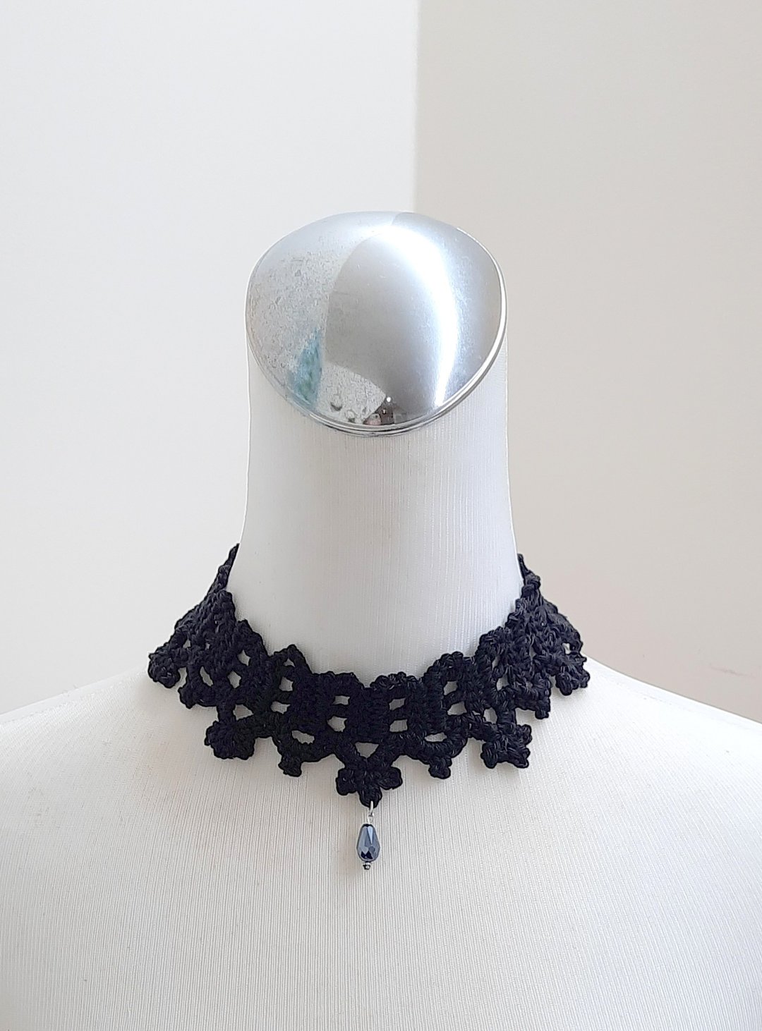 手工编织 哥德风颈链。项链/choker/脖子饰品/锁骨链/派对装扮 - 手链/手环 - 棉．麻 黑色