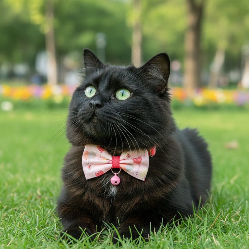 气球款 蝴蝶结宠物装饰项圈 猫咪 小型犬 迷你犬 - 项圈/牵绳 - 棉．麻 粉红色