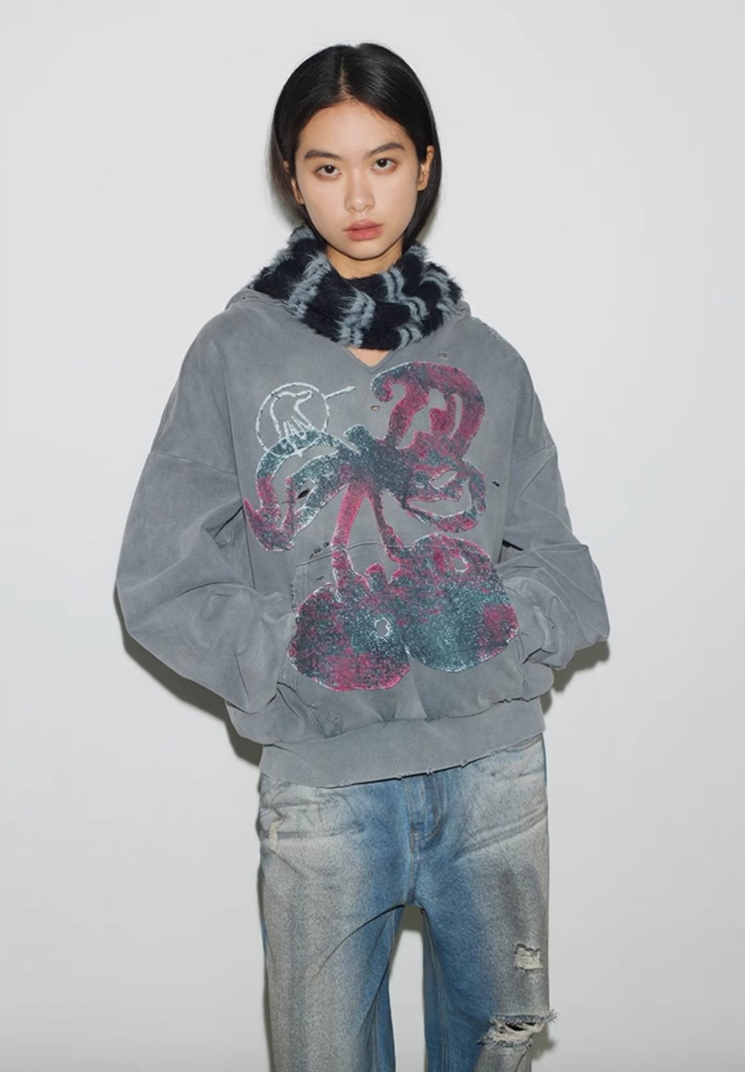 Cherry Thief Sweatshirt 樱桃窃贼卫衣 - 中性连帽卫衣/T 恤 - 棉 灰色